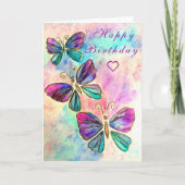 Butterflies Happy Birthday Kaart (Voorkant)