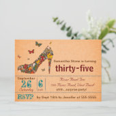 Butterflies High Hiel 35th Birthday Invite Kaart (Staand voorkant)