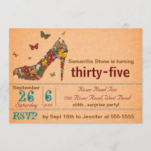 Butterflies High Hiel 35th Birthday Invite Kaart