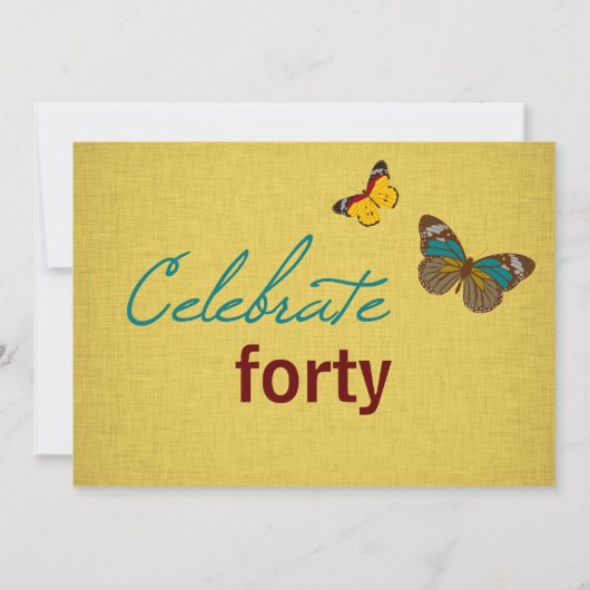 Butterflies High Hiel 40th Birthday Invite Kaart (Achterkant)