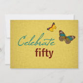 Butterflies High Hiel 50th Birthday Invite Kaart (Achterkant)