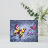 Butterflies houden van blauw briefkaart (Staand voorkant)