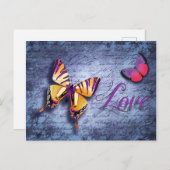 Butterflies houden van blauw briefkaart (Voorkant / Achterkant)