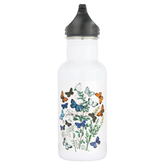  Butterflies Illustratie op een roestvrij St. Waterfles (Rechts)