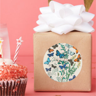 Butterflies, illustratie; ronde sticker