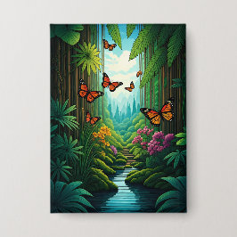 Butterflies in a Lush Jungle Button