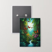 Butterflies in a Lush Jungle Button (Voorkant / Achterkant)