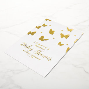 Butterflies in Air Baby shower Gold Folie Uitnodiging