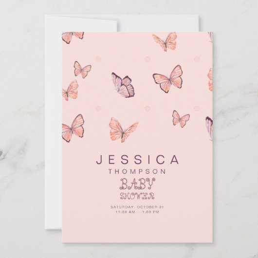 Butterflies in de AirGirl Baby shower Invitation Kaart (Voorkant)