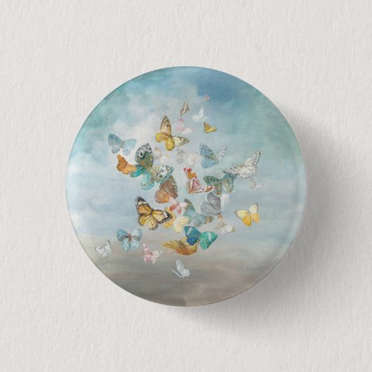 Butterflies in de wolken ronde button 3,2 cm (Voorkant)