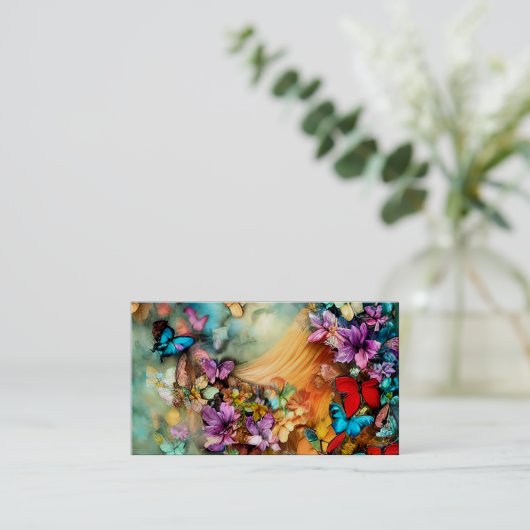 Butterflies in Flight Fantasy Graphic Triptych Visitekaartje (Staand voorkant)