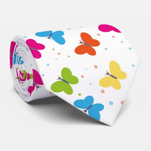 Butterflies in Flight Rainbow of Colors Stropdas (Opgerold)