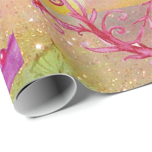 BUTTERFLIES IN GOUD GELLOW BROWN GREEN SPARKLES CADEAUPAPIER (Rol Hoek)