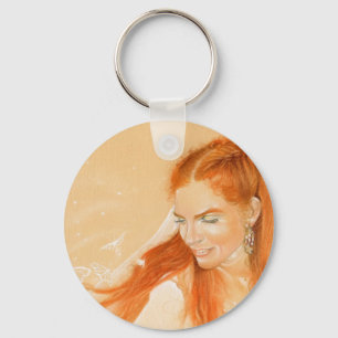 Butterflies in haar Hair Fantasy Art Sleutelhanger