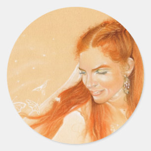 Butterflies in haar Hair Fantasy Art Sticker