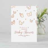 Butterflies in het Roos Baby shower Air Folie Uitnodiging (Staand Voorkant)