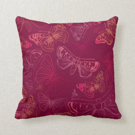 Butterflies in Hues of Pink Burgundy Red Kussen