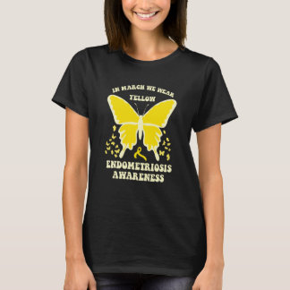 butterflies in march we wear yellow endometriosis  t-shirt