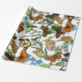 BUTTERFLIES IN NATUUR WRAPPINGSPAPIER CADEAUPAPIER (Uitgerold)