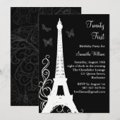 Butterflies in Paris 21ste verjaardag Noite black Kaart (Voorkant / Achterkant)