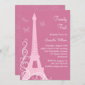 Butterflies in Paris 21ste verjaardag Noite roze Kaart (Voorkant / Achterkant)