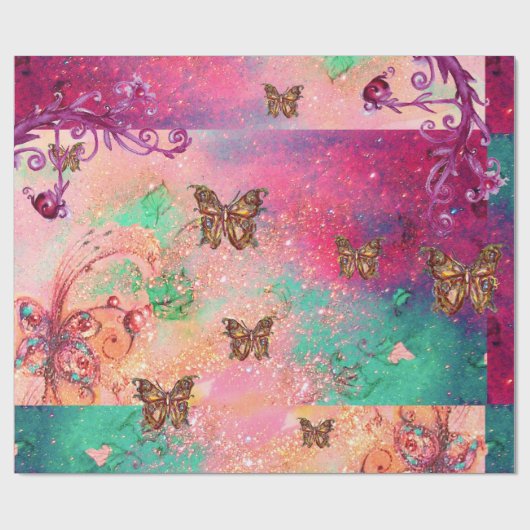 BUTTERFLIES IN PINK SPARKLES-MAGIC BUTTERFLY PLANT CADEAUPAPIER (Vlak)