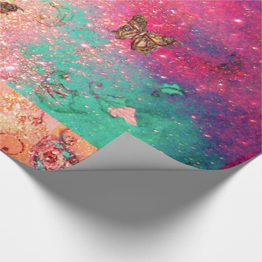 BUTTERFLIES IN PINK SPARKLES-MAGIC BUTTERFLY PLANT CADEAUPAPIER (Hoek)