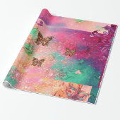 BUTTERFLIES IN PINK SPARKLES-MAGIC BUTTERFLY PLANT CADEAUPAPIER (Uitgerold)