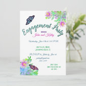 Butterflies in Succulent Garden Engagement Party Kaart (Staand voorkant)