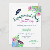 Butterflies in Succulent Garden Engagement Party Kaart (Voorkant / Achterkant)