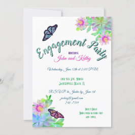 Butterflies in Succulent Garden Engagement Party Kaart