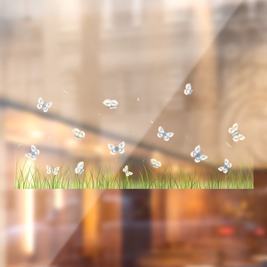 Butterflies in Sunny Meadow Seamless Window Decal (Vel 2)