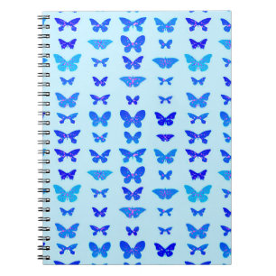 Butterflies, indigo, sky blue background notitieboek
