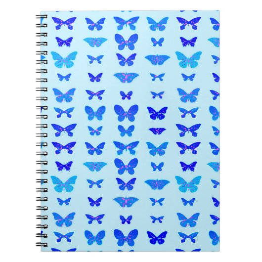 Butterflies, indigo, sky blue background notitieboek (Voorkant)