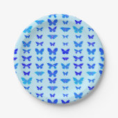Butterflies, indigo, sky blue background papieren bordje (Voorkant)