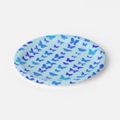 Butterflies, indigo, sky blue background papieren bordje (Gekanteld)