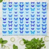 Butterflies, indigo, sky blue background theedoek (Gevouwen)