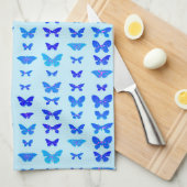 Butterflies, indigo, sky blue background theedoek (Quarter Fold)