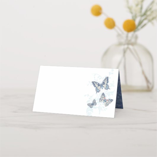 Butterflies inked hand art blue wedding guest plaatskaartje (Voorkant)