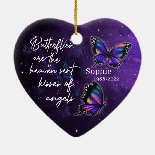 Butterflies kisses of angels - Persoonlijke Cerami Keramisch Ornament (Achterkant)