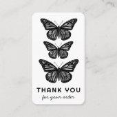 Butterflies Klantorde Dank u QR Code B&W Visitekaartje (Voorkant)