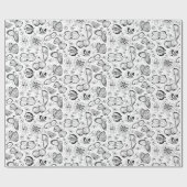 Butterflies Kleur uw eigen zwart-wit patroon Cadeaupapier (Vlak)