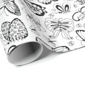 Butterflies Kleur uw eigen zwart-wit patroon Cadeaupapier (Rol Hoek)