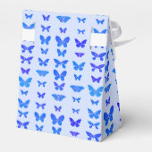 Butterflies, kobalt blauw, lichtblauwe achtergrond bedankdoosjes (Achterkant)