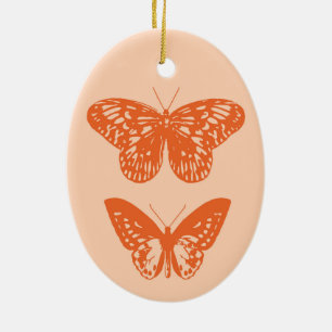 Butterflies Koraal en Sinaasappel van pasta Keramisch Ornament