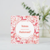 Butterflies koraalroze zijn mijn bruidsmeisje kaart (Staand voorkant)