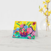 Butterflies & Ladybugs-briefkaart Kaart (Gele Bloem)