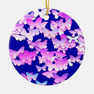Butterflies, lavender en donkerblauw keramisch ornament