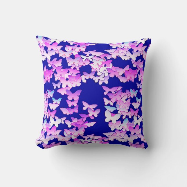 Butterflies, lavender en donkerblauw kussen (Voorkant)