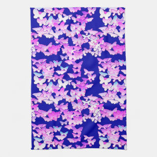 Butterflies, lavender en donkerblauw theedoek